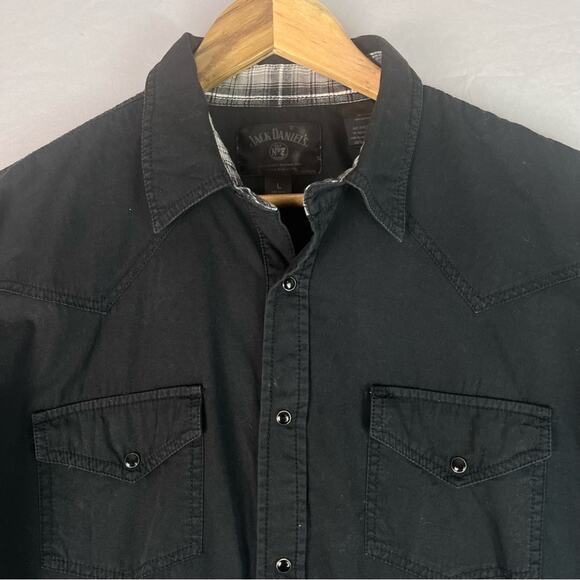 Jack Daniels Tennessee Whiskey Western Shirt Men’s Large Black Pearl Snap Cowboy - Picture 3 of 10